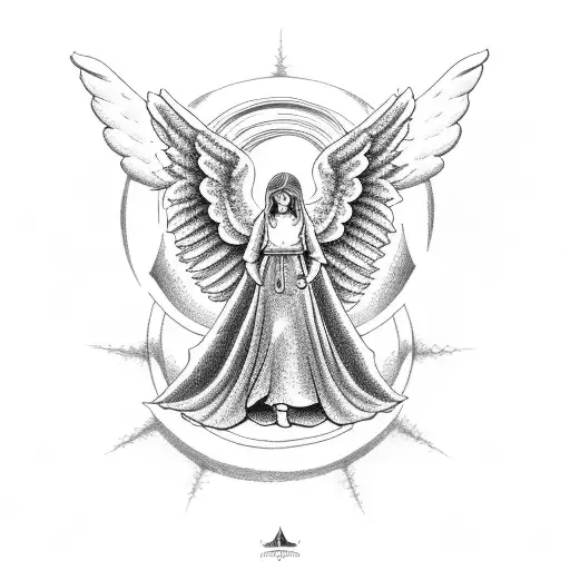 angel with tattoos on a donut float tattoo design idea