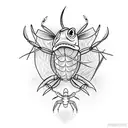 a fish fighting against two crabs tattoo design idea