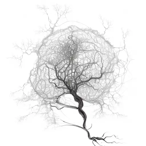 A sketch of a neuron tree with the branches forming the letters of 'Brighton' tattoo design idea