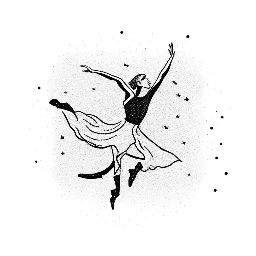 A dancer gracefully leaping over the Brighton skyline tattoo design idea
