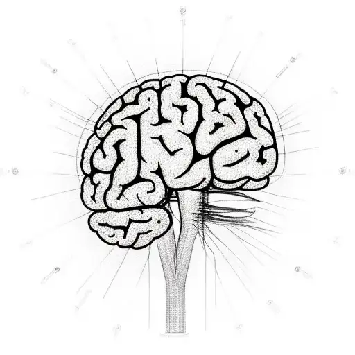 A sketch of a brain with the word 'Brighton' integrated into the neural pathways tattoo design idea