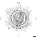 A neuron surrounded by Brighton landmarks tattoo design idea