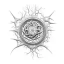 A neuron surrounded by Brighton landmarks tattoo design idea