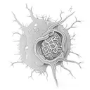 A neuron surrounded by Brighton landmarks tattoo design idea