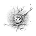 A neuron surrounded by Brighton landmarks tattoo design idea