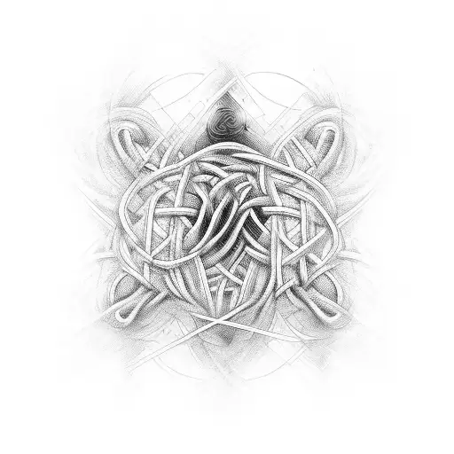 An abstract design of intertwined grappling bodies, showcasing the beauty and complexity of MMA techniques tattoo design idea