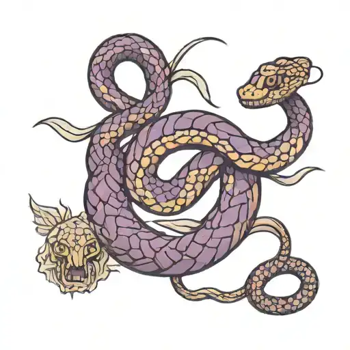 dark purple snake wrapped loosely tattoo design idea