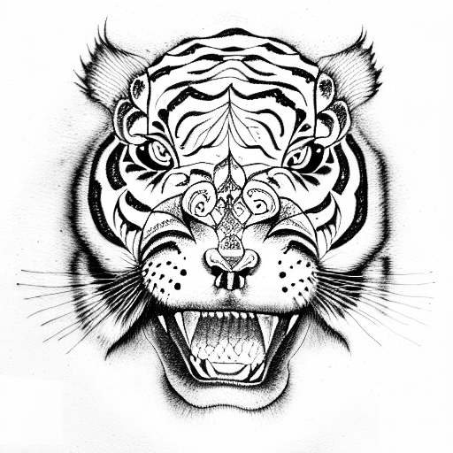 a demoniac tiger mixed with a boa constrictor tattoo design idea