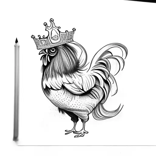 Elderly rooster with crown royal whiskey tattoo design idea