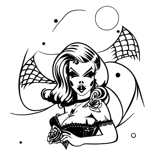 gothic pin up girl tattoo design idea
