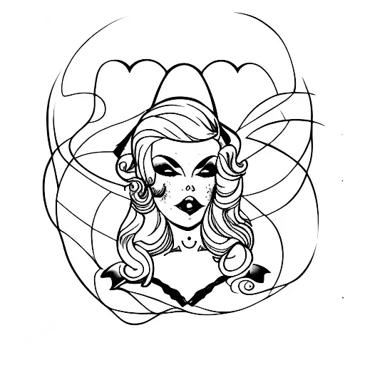 gothic pin up girl tattoo design idea