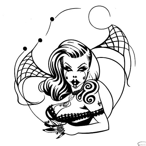 gothic pin up girl tattoo design idea