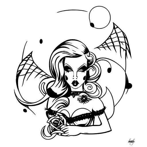 gothic pin up girl tattoo design idea