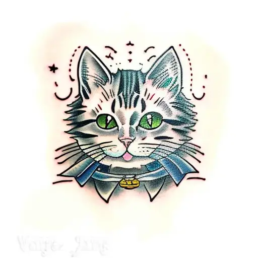 Halloween cat tattoo design idea
