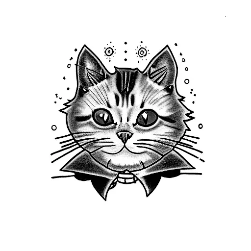 Halloween cat tattoo design idea