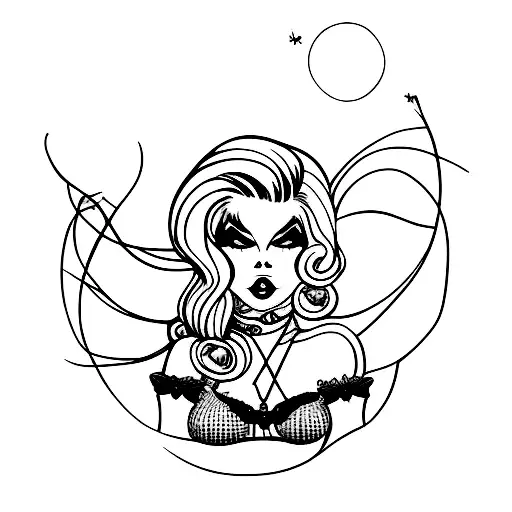 gothic pin up girl tattoo design idea