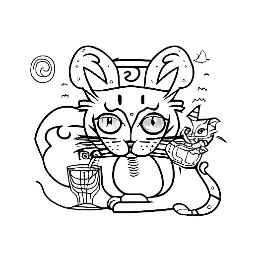  Halloween cat tattoo design idea