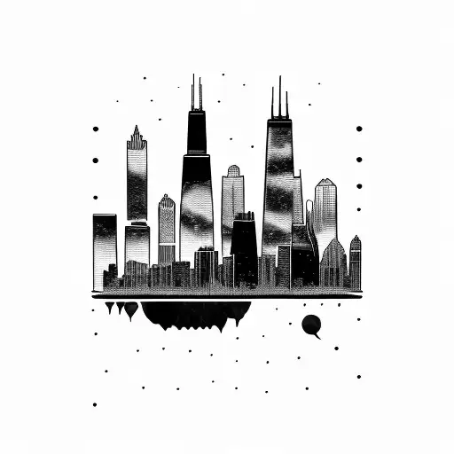  Chicago skyline outline tattoo design idea
