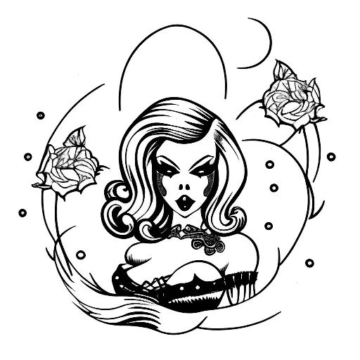 gothic pin up girl tattoo design idea