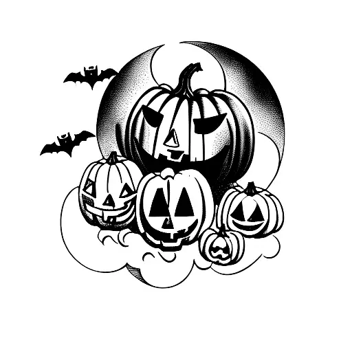 vintage Halloween costume tattoo design idea