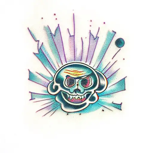  haunted house tattoo design idea