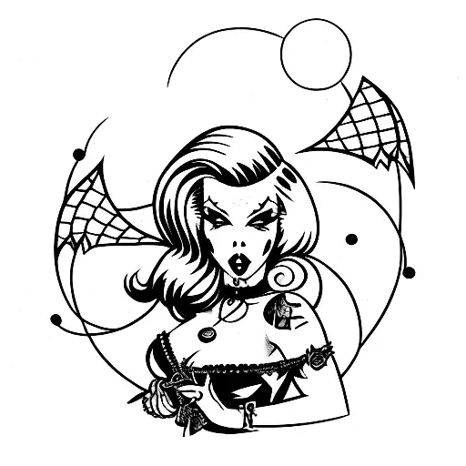 gothic pin up girl tattoo design idea