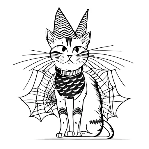 Halloween cat tattoo design idea