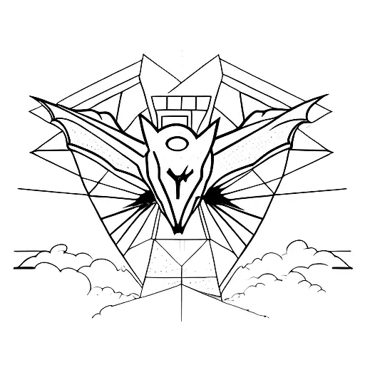 A minimalist tattoo of a bat flying over the Chicago skyline tattoo design idea