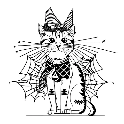 Halloween cat tattoo design idea
