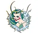 vintage Halloween pin up girl tattoo design idea