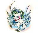 vintage Halloween pin up girl tattoo design idea