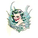 vintage Halloween pin up girl tattoo design idea