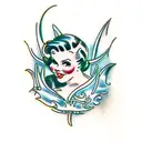 vintage Halloween pin up girl tattoo design idea