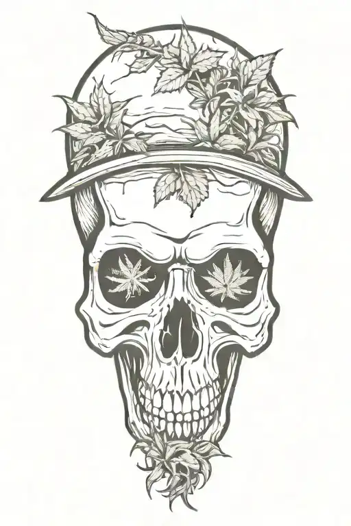 skull weed joint tattoo design idea