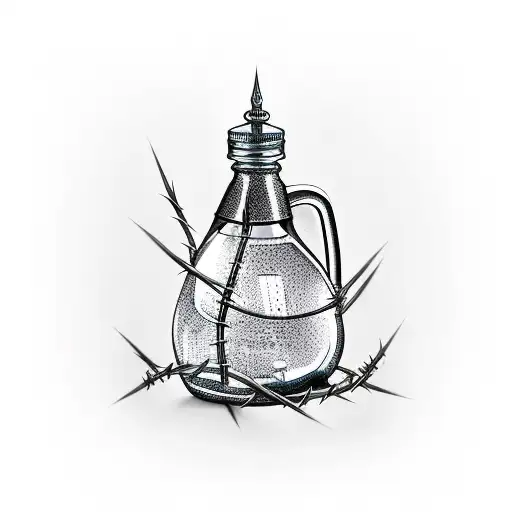 Barbed Wire around potion bottle tattoo design idea