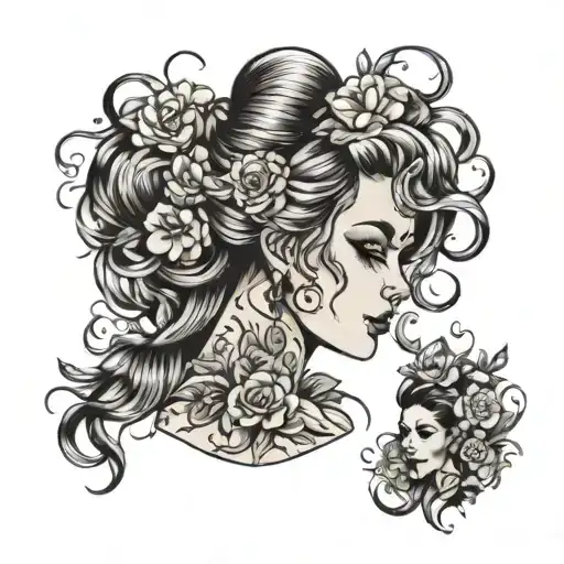 hair done up tattoo design idea