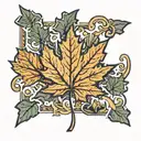Maple leaf and state of michigan filled tattoo design idea