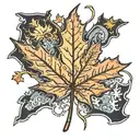 Maple leaf and state of michigan filled tattoo design idea