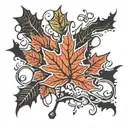 Maple leaf and state of michigan filled tattoo design idea