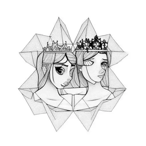 2 daughters like my princesses tattoo design idea
