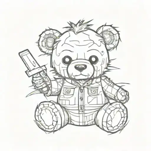 michael myers teddy bear tattoo design idea