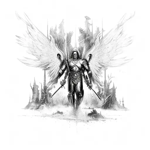 archangel Michael splat art tattoo design idea