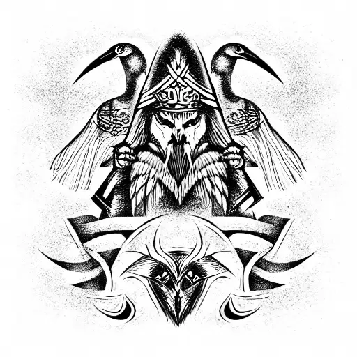 odin + raven tattoo design idea