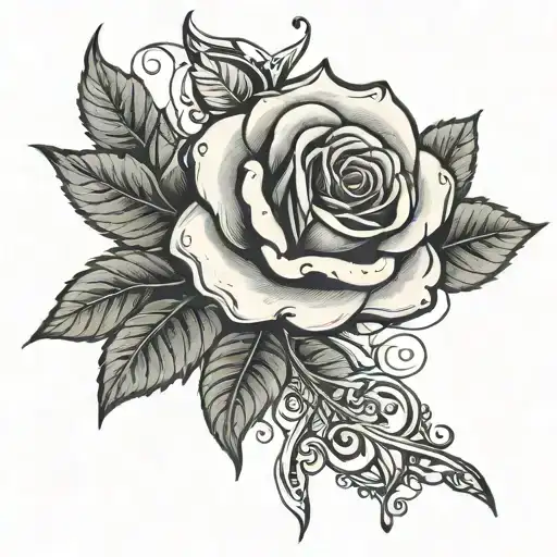 upside down rose with stem and award going down middle  tattoo design idea