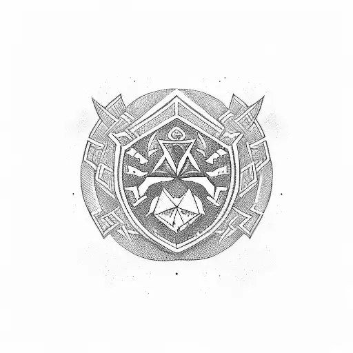 hylian crest with konami code tattoo design idea