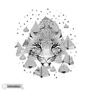 A pink leopard print tent in a forest of books tattoo design idea