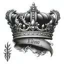 King crown with Elijah written in it, Queen crown with Brielle written in it, Queen crown with Kamrynn written in it  tattoo design idea