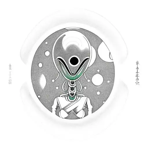 green space alien as a 1950s retro pin-up girl tattoo design idea