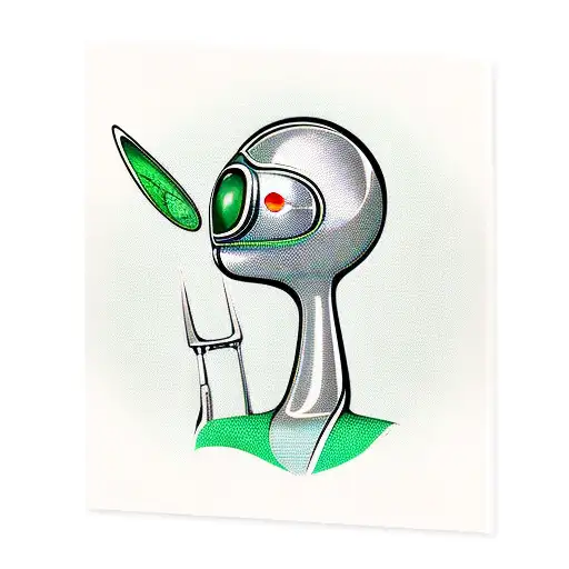 green space alien as a 1950s retro pin-up girl tattoo design idea
