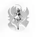 green space alien as a 1950s retro pin-up girl tattoo design idea